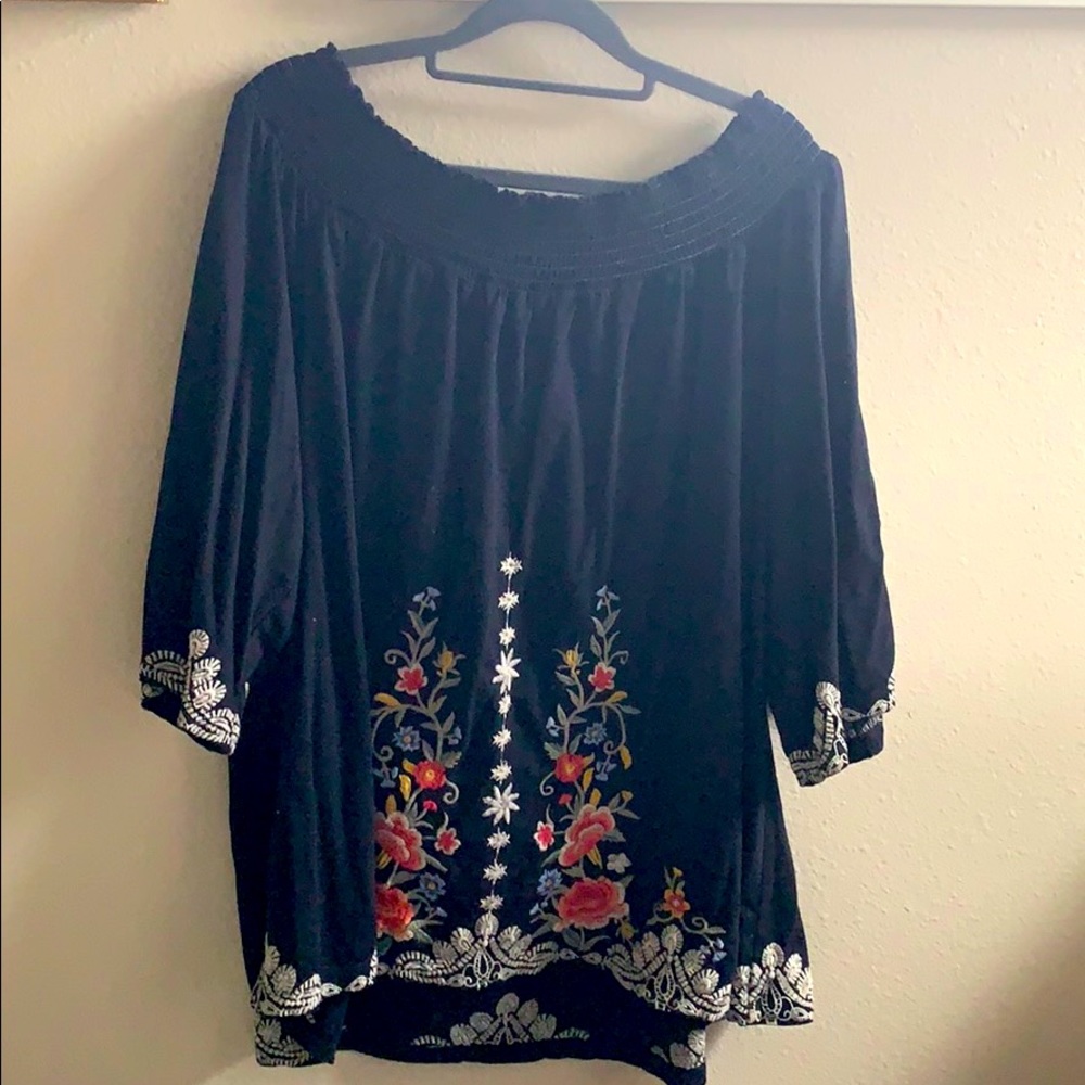 Black embroidered top